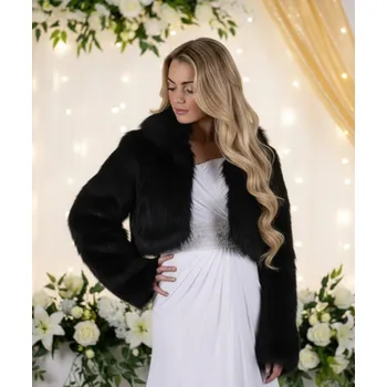 Dámský kožich Černý společenský kožíšek BS-28 Vybraná velikost: 40