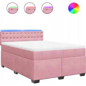 Postel Kontinentální postel 200 x 144 x 100,5 cm, růžová, s LED osvětlením
