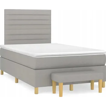 Postel Kontinentální postel světle šedá 203 x 120 x 118/128 cm s matrací 120 x 200
