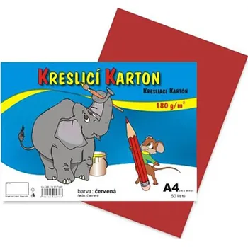 CARTA Karton kreslící A4 180g / 50 list. červený 498195