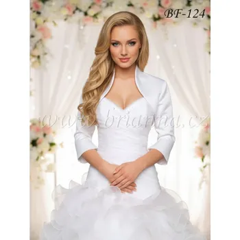 Bolerko Saténové svatební bolerko - bílé: BF-124, vel. XL a 2XL Vybraná velikost: XL