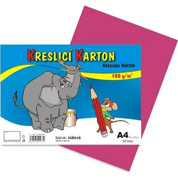 Výtvarný papír CARTA Karton kreslící A4 180g / 50 list. růžový 498200