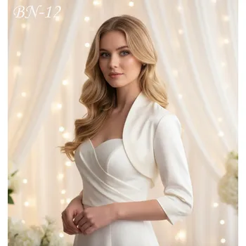 Bolerko Saténové svatební bolerko, ivory BN-12 Vybraná velikost: S