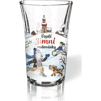 Skleněný vánoční panák 40 ml veselé zimní radovánky Sklenice Skleněný vánoční panák 40 ml veselé zimní radovánky