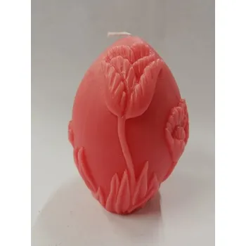 Svíčka Svíčka vonná z parafínového vosku - vejce s květinami růžové - Jahoda