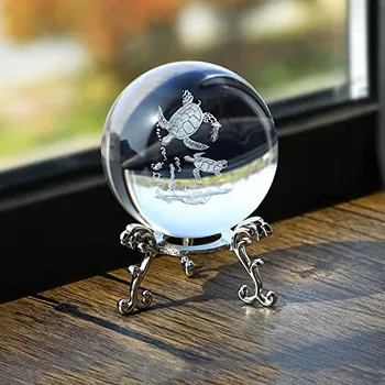 Žertovný předmět BAF Laserově gravírovaná skleněná koule Želva 6 cm