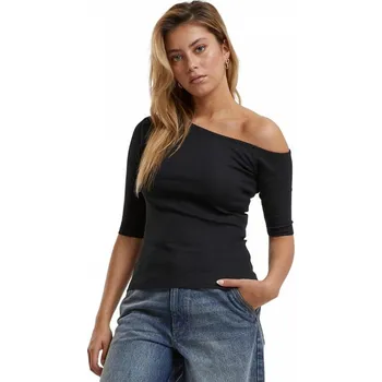 Urban Classics Dámské asymetrické tričko z organické bavlny Barva: modrá námořní, Velikost: 4XL