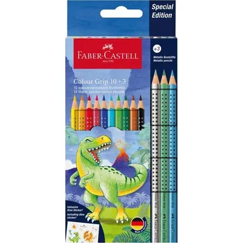Pastelka FABER-CASTELL Sada pastelek Faber-Castell Colour Grip 10+3 metalické - Dino 574492