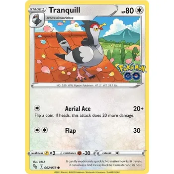Karetní hra Tranquill 062/078 - Pokémon GO Typ karty: Reverse Holo