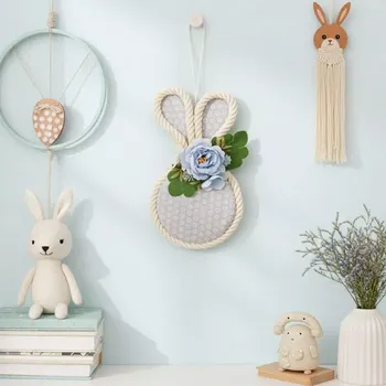 Velikonoční dekorace Zajíček s modrýma kytičkama (velikonoční dekorace)