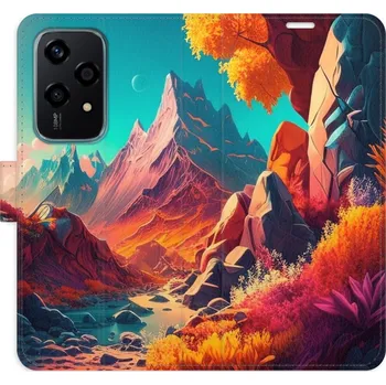 Pouzdro na mobilní telefon Flip pouzdro iSaprio - Honor 200 Lite - Colorful Mountains - kapsičky na karty (Knížkový flip kryt, obal, pouzdro iSaprio na mobil Honor 200 Lite - Colorful Mountains - 360° ochrana telefonu, přihrádka na karty a hotovost, funkce stojánku, pevná TPU)