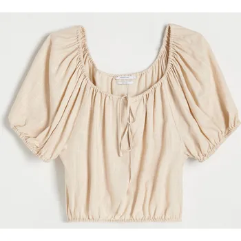 Dámské oblečení Reserved - Halenka s odhalenými rameny - béžová - 7581B-08X - 7581B-08X-L