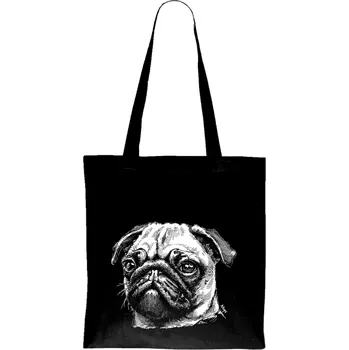 Plátěná taška - Mops Barva: Černá