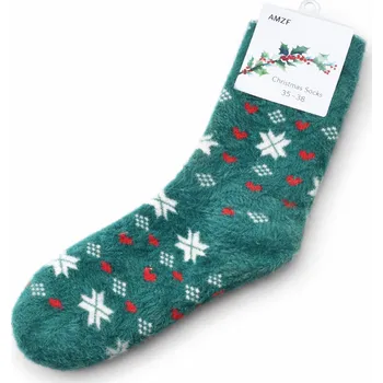 Dámské ponožky xcena Teplé ponožky vlněné vánoční zelené Velikost: 35/38