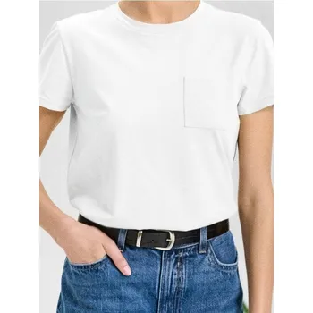 Sinsay - Bavlněné tričko s kapsou - bílá - 510EU-00X - 510EU-00X-XXL