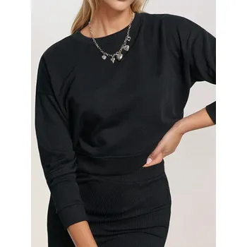 Dámská móda Sinsay - Krátká mikina crewneck - černá - 6244J-99X - 6244J-99X-XXS