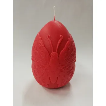 Svíčka Svíčka vonná z parafínového vosku - Vejce s motýlem červené - jahoda