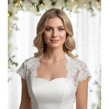 Bolerko Svatební bolerko z husté krajky zdobené aplikací, ivory BNK-20 Vybraná velikost: XS