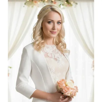 Bolerko Svatební bolerko z krep saténu, bílé BN-75 Vybraná velikost: S