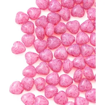 Dětské navlékací korálky CZ Korálek mačkaný srdíčko 6mm fuchsia (40ks)