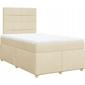 Postel Kontinentální postel 200 x 120 x 140,5/150,5 cm krémová s matrací a topperem