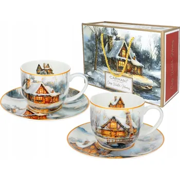 Šálek Carmani Domov v objetí zimního porcelánu 240 ml 2 ks