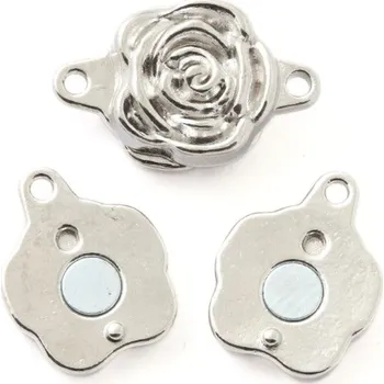 Materiál na výrobu šperku EU Magnetická záponka kytka 11mm platina