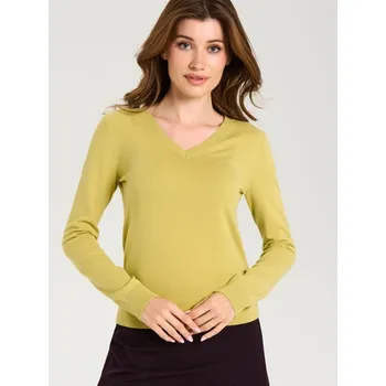 Dámská móda Sinsay - Svetr s&nbsp;výstřihem do V - hořčicová - 375EU-17X - 375EU-17X-XL