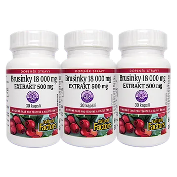Přírodní produkt Natural Factors EXTRAKT z 18000 mg ČERSTVÝCH BRUSINEK 90 kapslí