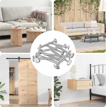 Příborník do zásuvky Dřevěné šrouby 12 pcs Stříbrná M6 x 70 mm Ocel