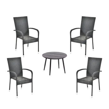 Zahradní sestava IWHOME Jídelní set ELCHE antracit + 4x židle MADRID antracit IWH-10150031