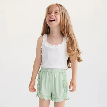 Dívčí oblečení Reserved - Šortky z lyocellu - bledá zelená - 8832K-07X - 8832K-07X-110