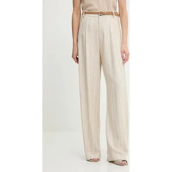 Dámské kalhoty Kalhoty s příměsí lnu Answear.LAB 2627.HAK béžová 80X, vel. S