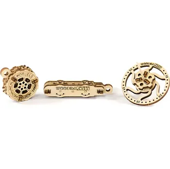 ostatní stavebnice Wooden City 3D dřevěné mechanické puzzle 3 mechanické přívěsky na klíče