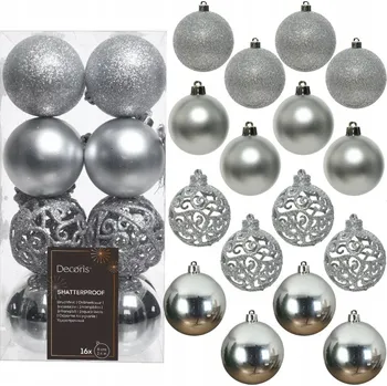 Vánoční dekorace Vánoční Baňky na stromeček 6 cm x 16 cm Stříbrné vánoční stromky