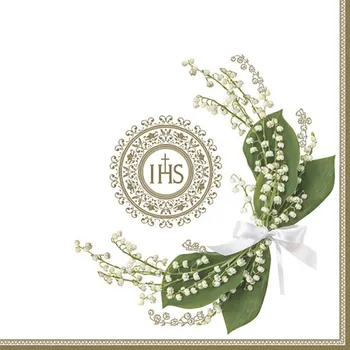 Papírový kapesník Pol-Mak Ubrousky MAKI L (20ks) Lillies of the Valley Bow with Gold Frame 563801