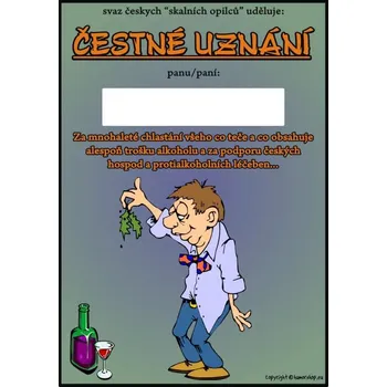Žertovný předmět Čestné uznání Svaz skalních opilců 607848