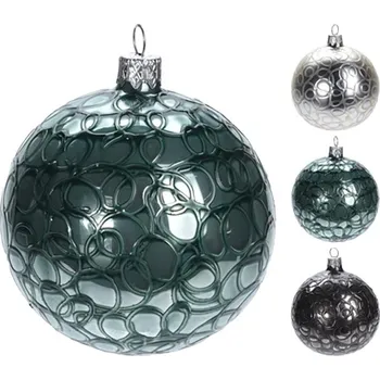 Vánoční ozdoba KOOPMAN Vánoční koule - skleněná 100 mm, mix / 1ks 449456