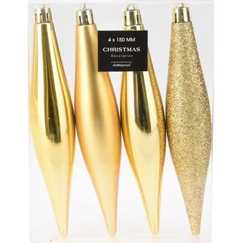 Vánoční dekorace Vánoční ozdoby - mix zlaté (sada 4 kusů) 531049