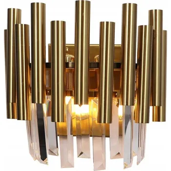 Nástěnné svítidlo Nástěnné svítidlo MADISON zlaté stínidlo s podélnými křišťály patice E14 do obývacího pokoje Milagro