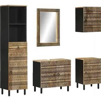 Koupelnový nábytek 5dílná sada koupelnového nábytku z masivního mangového dřeva