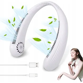 Domácí ventilátor VENTILÁTOR NA KRK PŘENOSNÝ AKUMULÁTOROVÝ USB VENTILÁTOR BEZ LOPATEK