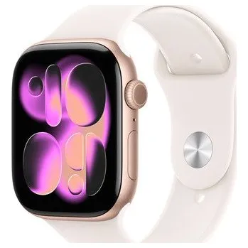 Chytré hodinky Apple Watch Series 11 GPS + Cellular 42mm Ružově zlatý hliník se světle ruměným sportovním řemínkem - M/L MF8F4MP/A