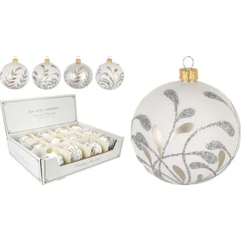Vánoční dekorace Koopman International b.v. Vánoční koule 80 mm bílá dekorovaná mix /1ks 454070