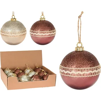 Vánoční ozdoba Vánoční koule - champange, starorůžová, růžová, 80mm, 1ks 452741