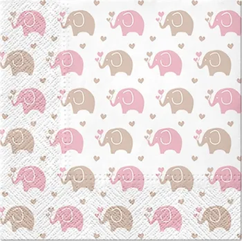 Papírový kapesník Paw Ubrousky PAW L 33x33cm Baby Elephants pink 452299