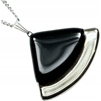 Náhrdelník Černý náhrdelník výseč, ruční výroba, zdobený platinou