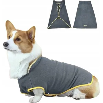 Obleček pro psa Zimní bunda pro psa s fleecem, obleček, kabát šedý na suchý zip, velikost S