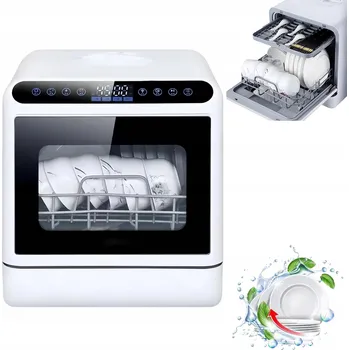 Myčka nádobí PŘENOSNÁ STOLNÍ MYČKA NÁDOBÍ SE 4 PROGRAMY MYTÍ A FUNKCÍ SUŠENÍ, BÍLÁ