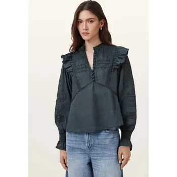 Dámská halenka Bavlněná halenka AllSaints HEATHER W038PC námořnická modř 59X, vel. 36